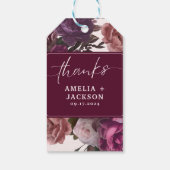 Dunkle moody bordeon & lila florale Gastgeschenk H Geschenkanhänger (Rückseite)