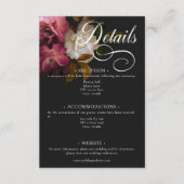 Dunkle Moody Burgundy & Cream Peonies Schwarze Det Begleitkarte (Vorderseite)