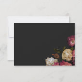 Dunkle Moody Burgundy & Cream Peonies Schwarze Det RSVP Karte (Rückseite)