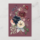 Dunkle Moody Burgundy Oval Floral Frame Details Begleitkarte (Rückseite)