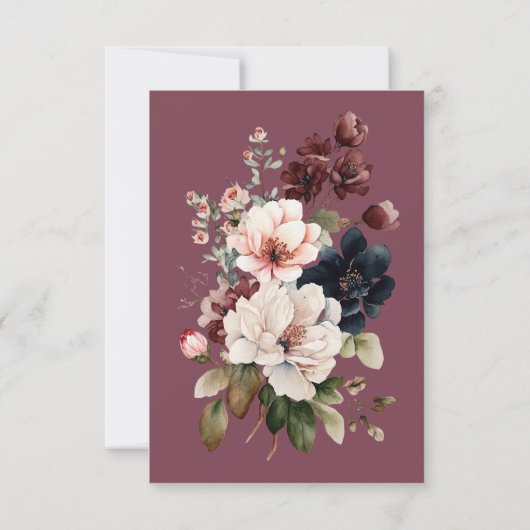 Dunkle Moody Burgundy Oval Floral Frame Wedding Ge Save The Date (Rückseite)