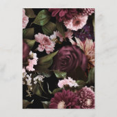 Dunkle Moody Burgundy Script Blumenzettel Begleitkarte (Rückseite)