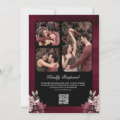 Dunkle Moody Floral Frame Black QR Code Hochzeit Einladung (Rückseite)