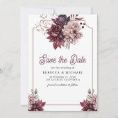 Dunkle Moody Floral Frame Foto Hochzeit Save The Date (Vorderseite)