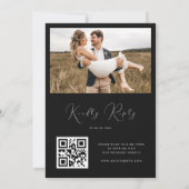 Dunkle Moody Floral & Gold Frame QR Code Hochzeit Einladung (Rückseite)