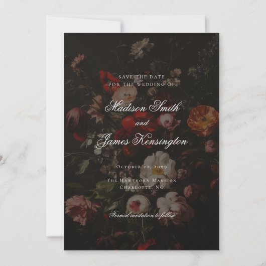 Dunkle Moody Herbst Blume Hochzeit Save The Date (Vorderseite)