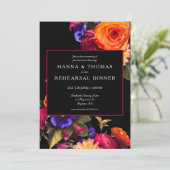 Dunkle Moody Herbstblume Hochzeitessen Probe Dinne Einladung (Stehend Vorderseite)