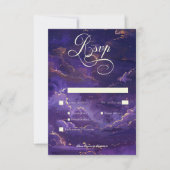 Dunkle Moody Lila & Gold Moonlit Wolken Abendessen RSVP Karte (Vorderseite)