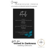 Dunkle Moody Minimal Aquamarine Moth Wedding Detai Begleitkarte