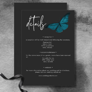 Dunkle Moody Minimal Aquamarine Moth Wedding Detai Begleitkarte