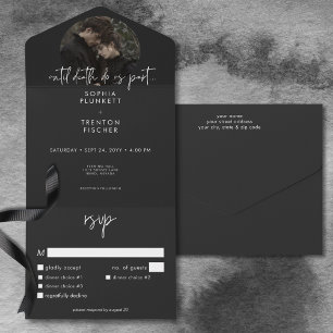 Dunkle Moody Minimal Foto Hochzeitsessen All In One Einladung