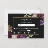 Dunkle Moody Purple Blumen Moderne schwarze RSVP K (Vorderseite)