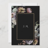 Dunkle Moody Retro Vintage Schwarze Blütenhochzeit Einladung (Rückseite)