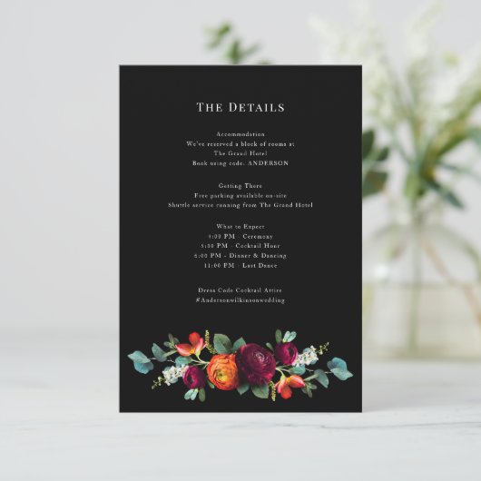 Dunkle Moody Romantisches Holländer Blumenzettel Begleitkarte (Stehend Vorderseite)