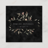 Dunkle Moody Schwarz Rustikale Herbstflora Quadratische Visitenkarte (Vorderseite)