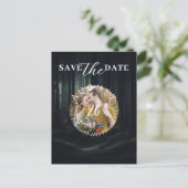 Dunkle Moody-Waldbäume bei Twilight Save the Date Ankündigungspostkarte (Stehend Vorderseite)
