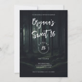 Dunkle Moody-Waldbäume bei Twilight Sweet 16 Einladung (Vorderseite)