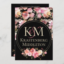 Dunkle Moody Wedding Monogram Blush Winter Rose