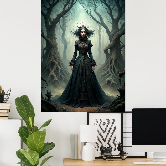 Dunkle Moon Hexe - Forest Queen Wall Art Poster (Heimbüro)