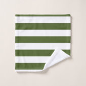Dunkle Moos, grün und weiß Streifen Badhandtuch Set (Waschlappen)