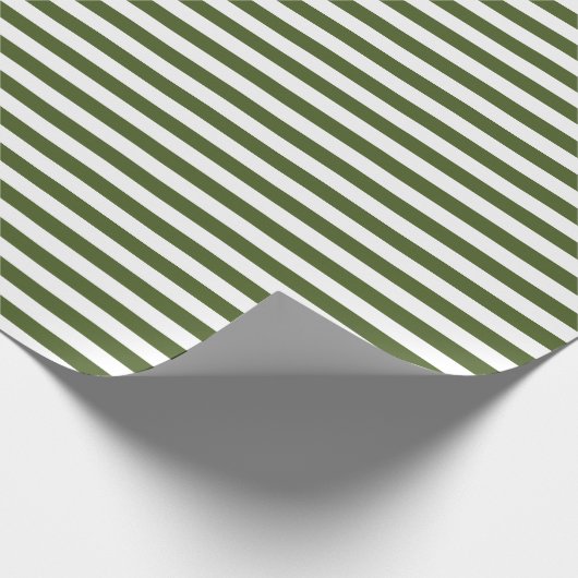 Dunkle Moos, grün und weiß Streifen Geschenkpapier (Ecke)