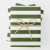 Dunkle Moos, grün und weiß Streifen Geschenkpapier Set (Beispiel)
