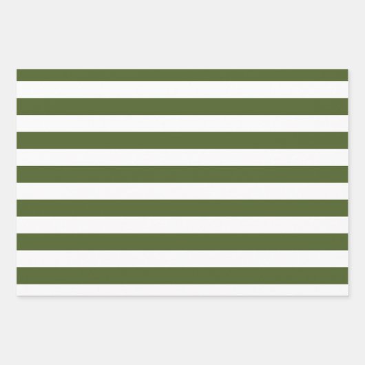 Dunkle Moos, grün und weiß Streifen Geschenkpapier Set (Vorderseite)