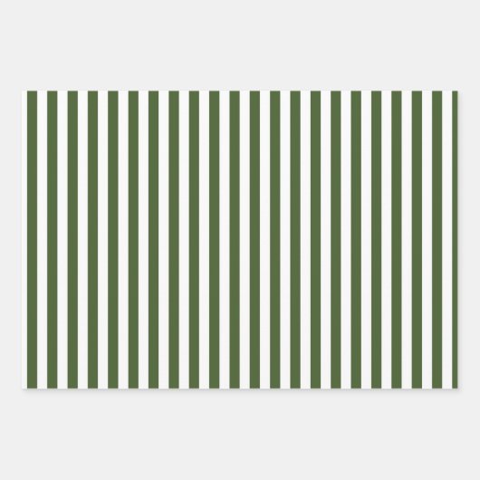 Dunkle Moos, grün und weiß Streifen Geschenkpapier Set (Vorderseite 2)