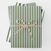 Dunkle Moos, grün und weiß Streifen Geschenkpapier Set (Beispiel)