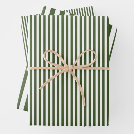 Dunkle Moos, grün und weiß Streifen Geschenkpapier Set (Beispiel)