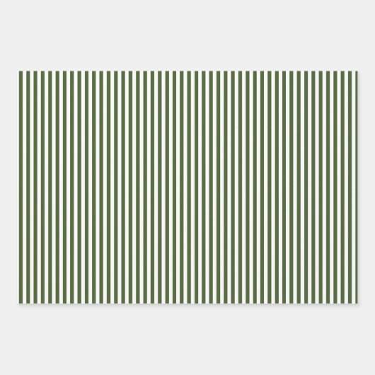 Dunkle Moos, grün und weiß Streifen Geschenkpapier Set (Vorderseite)