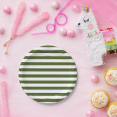 Dunkle Moos, grün und weiß Streifen Pappteller (Party)