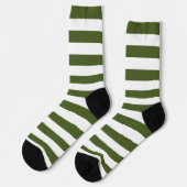 Dunkle Moos, grün und weiß Streifen Socken (Linkes Detail)