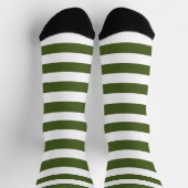 Dunkle Moos, grün und weiß Streifen Socken (Oben)