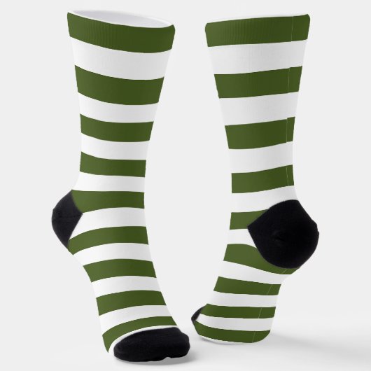 Dunkle Moos, grün und weiß Streifen Socken (Gewinkelt)