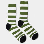 Dunkle Moos, grün und weiß Streifen Socken (Rechts)