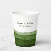Dunkle Moos Grüne Wasserfarbe Hochzeit I Pappbecher (Vorderseite)