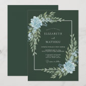 Dunkle Moos-Stahl-Blatt-Hochzeit Einladung (Vorne/Hinten)