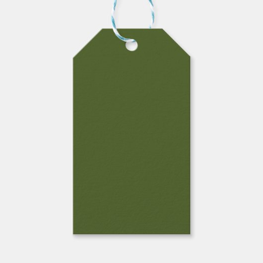Dunkle Moosfarbe Grün Solid Farbe Geschenkanhänger (Vorderseite)