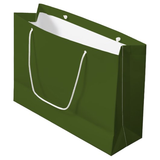Dunkle Moosfarbe Grün Solid Farbe Große Geschenktüte (Vorderseite Schrägansicht)