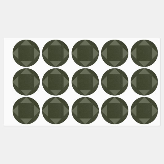 Dunkle Moosgrün geometrische Zirkelmarken Etiketten (Blatt)