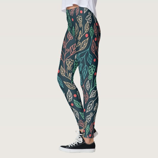 Dunkle Multicolor-Blätter Leggings (Links)