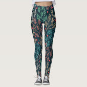 Dunkle Multicolor-Blätter Leggings (Vorderseite)