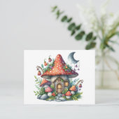 Dunkle Mushroom Cottagewitch Folklore Whimsical Postkarte (Stehend Vorderseite)