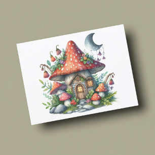 Dunkle Mushroom Cottagewitch Folklore Whimsical Postkarte