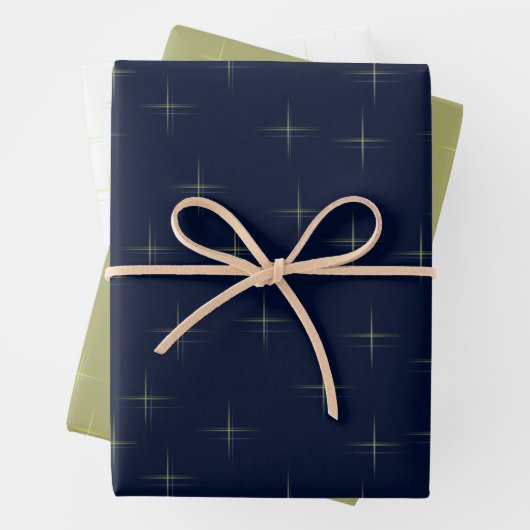 Dunkle Muster Navy Gold und Weiß Geschenkpapier Set (Beispiel)