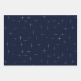 Dunkle Muster Navy Gold und Weiß Geschenkpapier Set