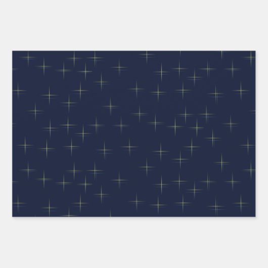 Dunkle Muster Navy Gold und Weiß Geschenkpapier Set (Vorderseite)