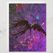 Dunkle Mysteriengeflügelte Figur, die über den Wel (Vorne/Hinten)