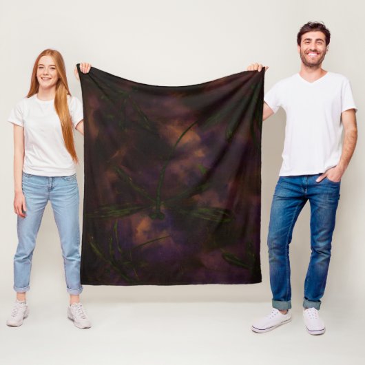 Dunkle Nacht Libelle Feuer Fleecedecke (Beispiel)